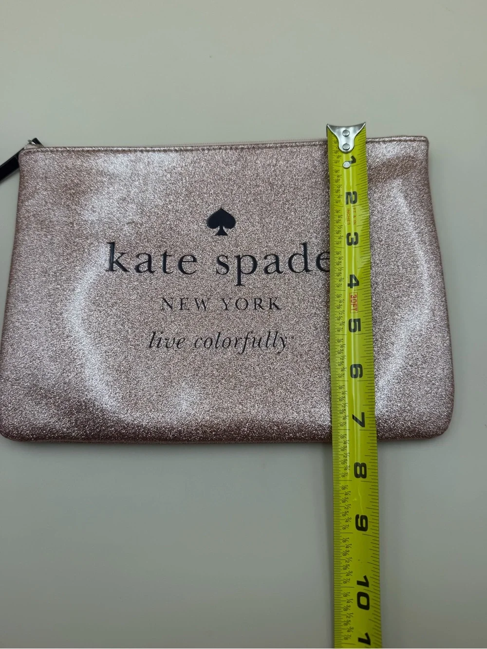 Kate Spade Holiday Drive Gia Rose Gold Glitter Pouch Clutch